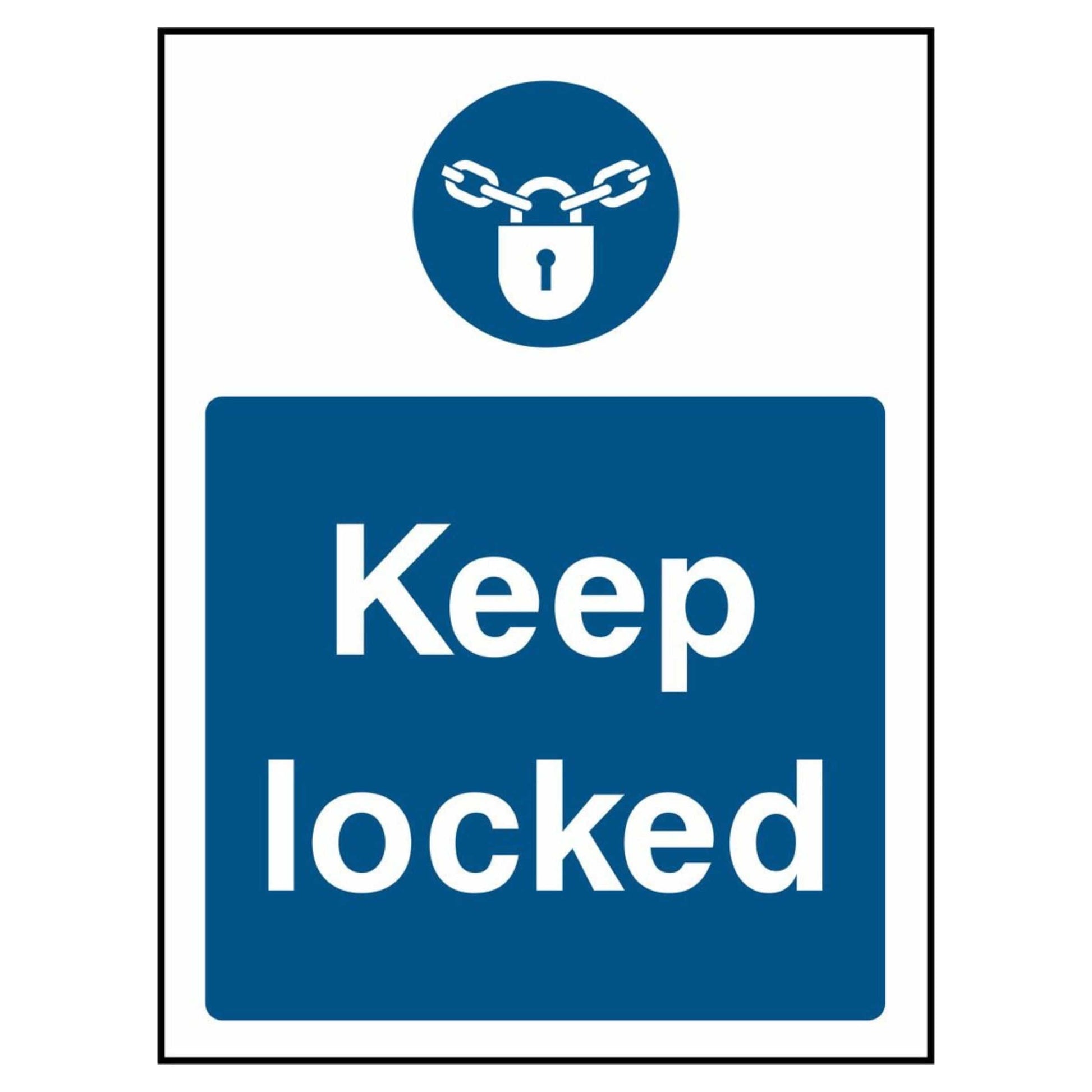 Mandatory General Keep Locked Portrait Sign