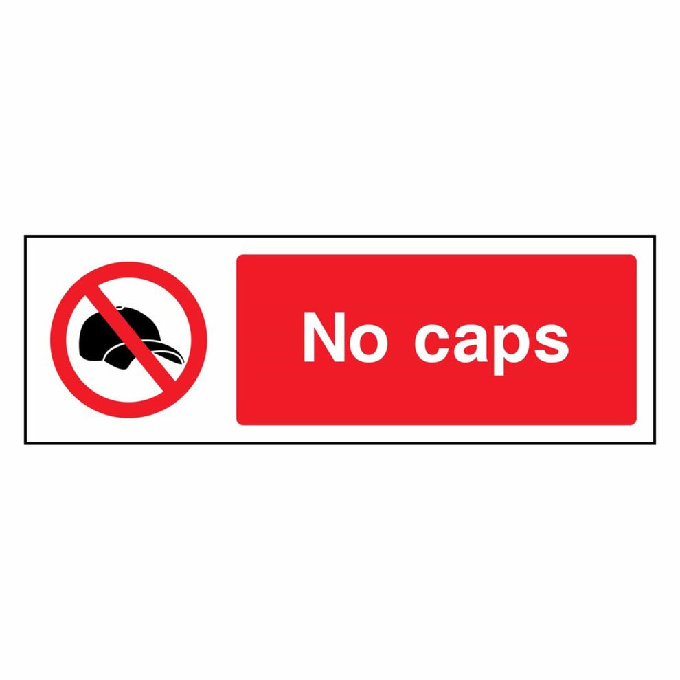 No Caps Prohibition Sign - The Safety Sign Depot