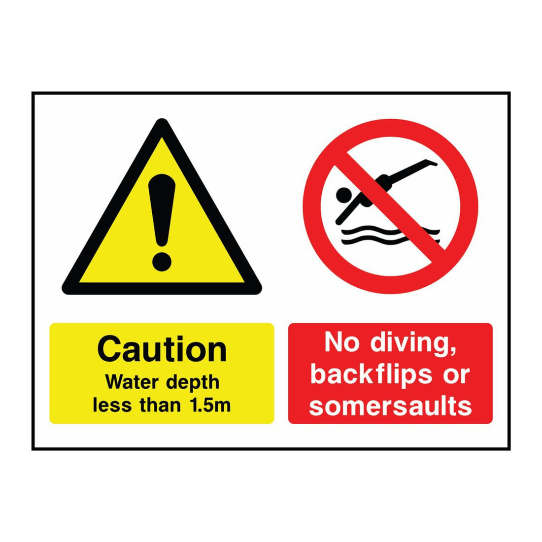 No Diving, Backflips and Somersaults Sign - The Safety Sign Depot