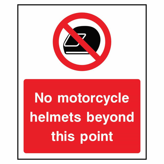No Motorcycle Helmets Beyond This Point Sign
