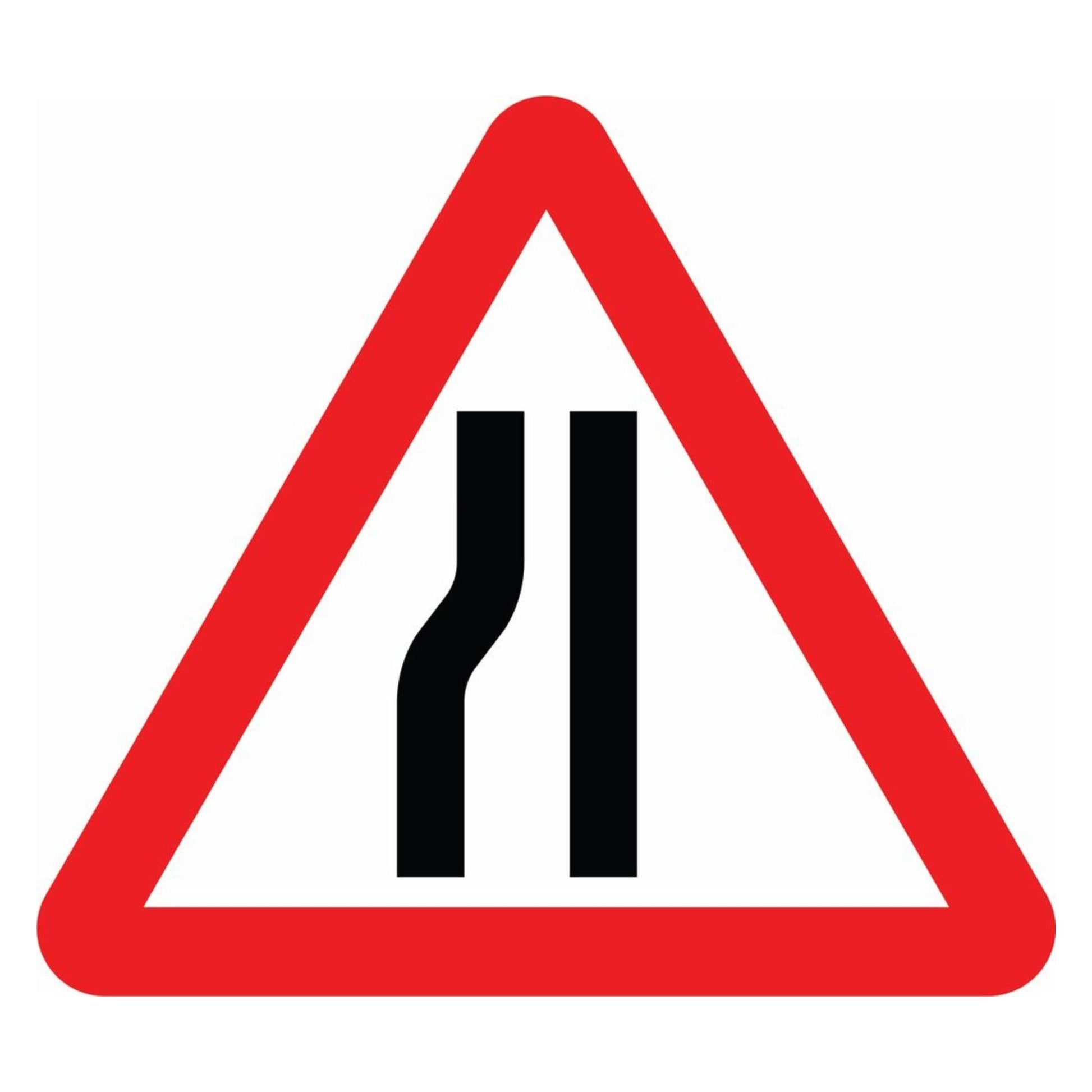 Road Narrows on Left Sign