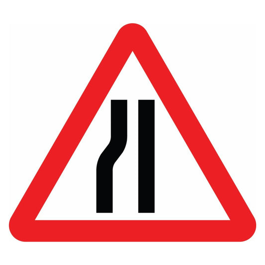Road Narrows on Left Sign
