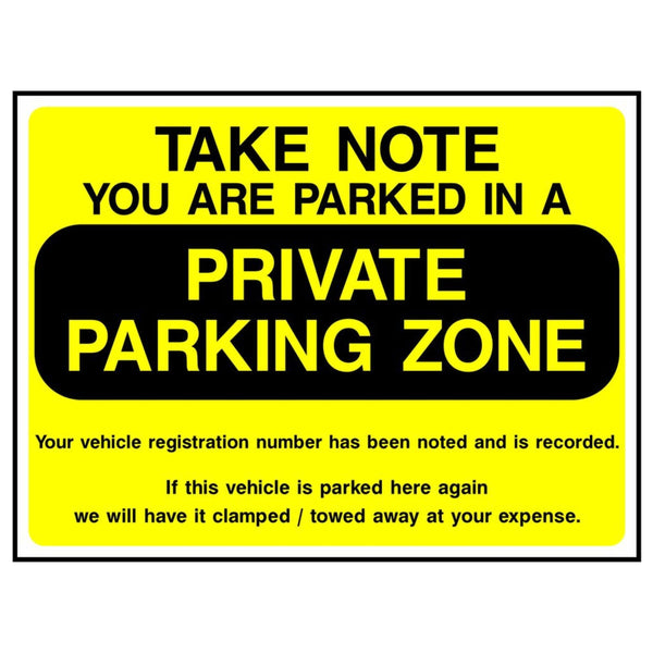 Take Note - Private Parking Sign - The Safety Sign Depot