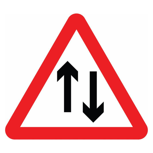 Two-Way Traffic Straight Ahead Sign