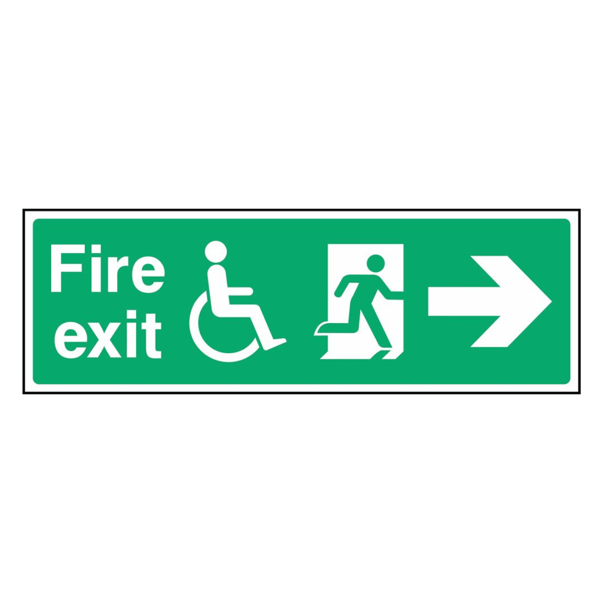 Wheelchair Fire Exit -  Right Arrow Sign