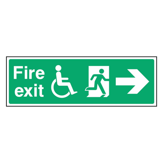 Wheelchair Fire Exit -  Right Arrow Sign