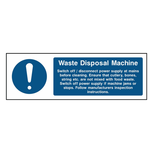 Waste Disposal Machine Safety Instruction Sign - The Safety Sign Depot
