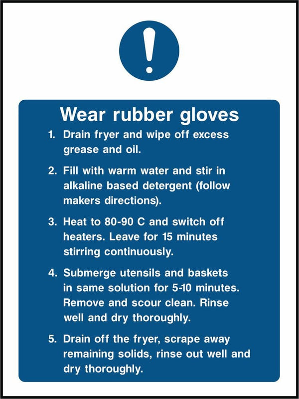 Fryer Signs Wear Rubber Gloves When Handling Fryer Sign - The Safety Sign Depot