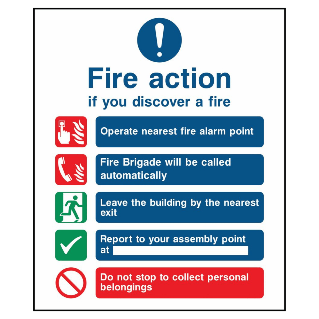 Workplace Fire Action Sign - The Safety Sign Depot