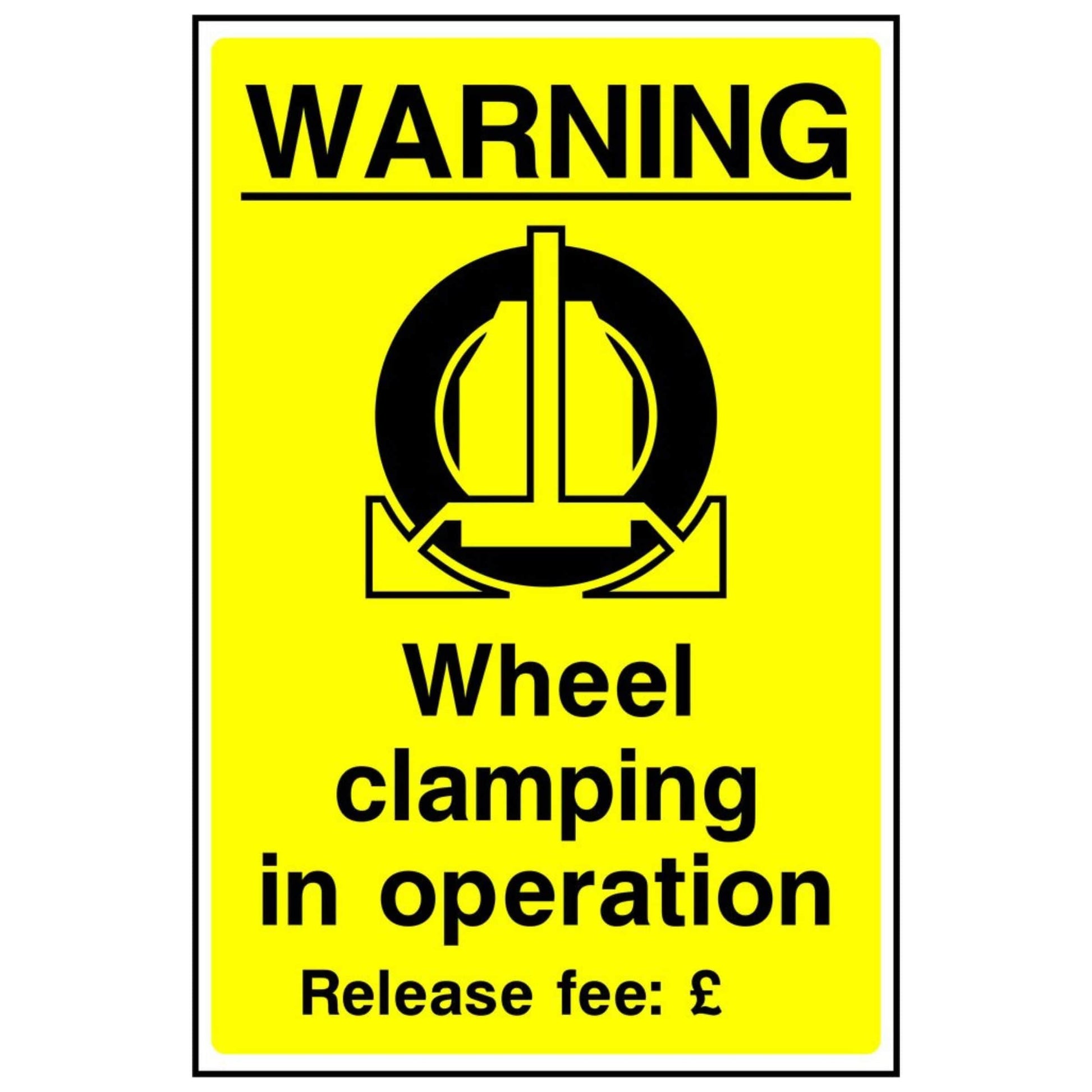 Yellow Wheel Clamping in Operation Sign