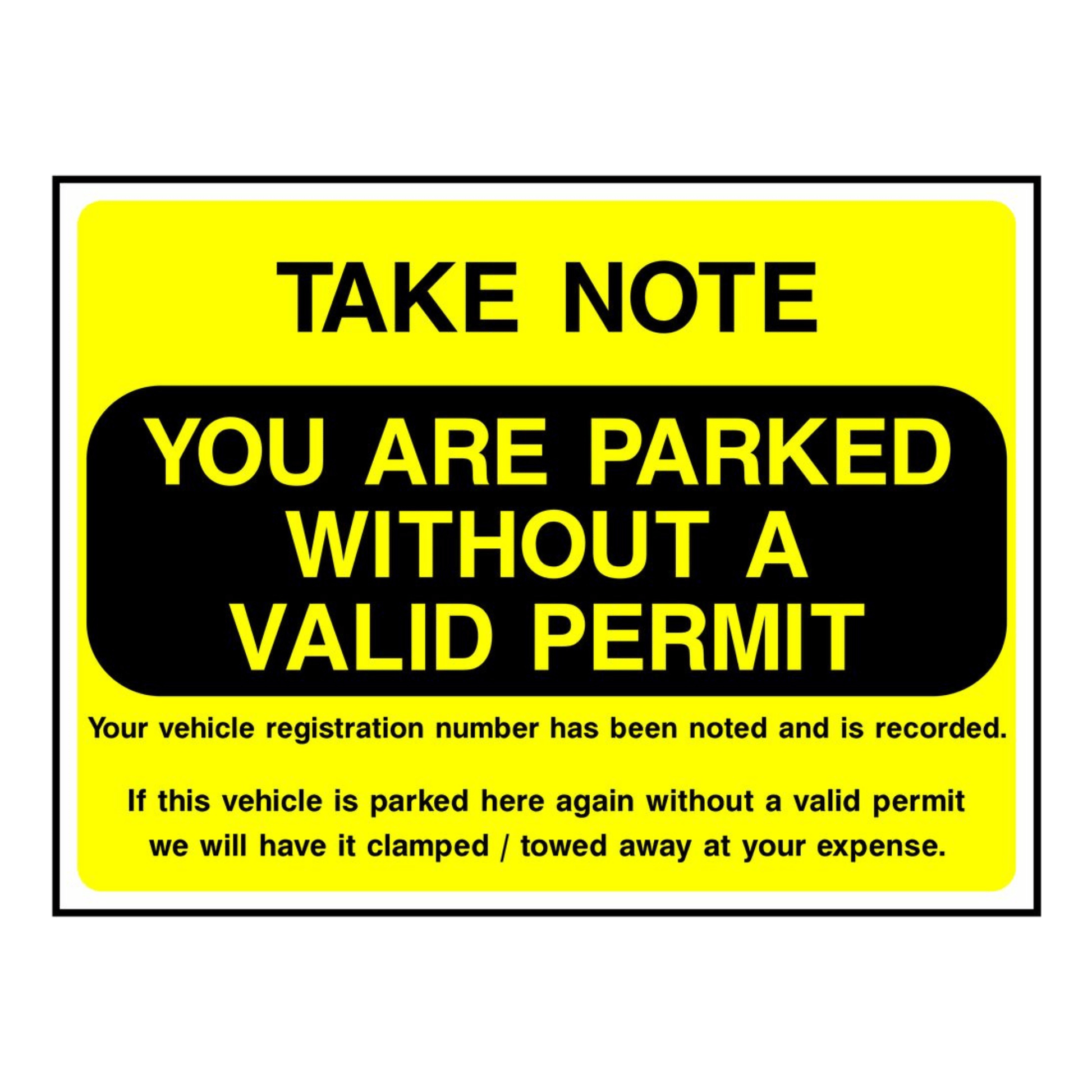 You Are Parked Without a Valid Permit Sign