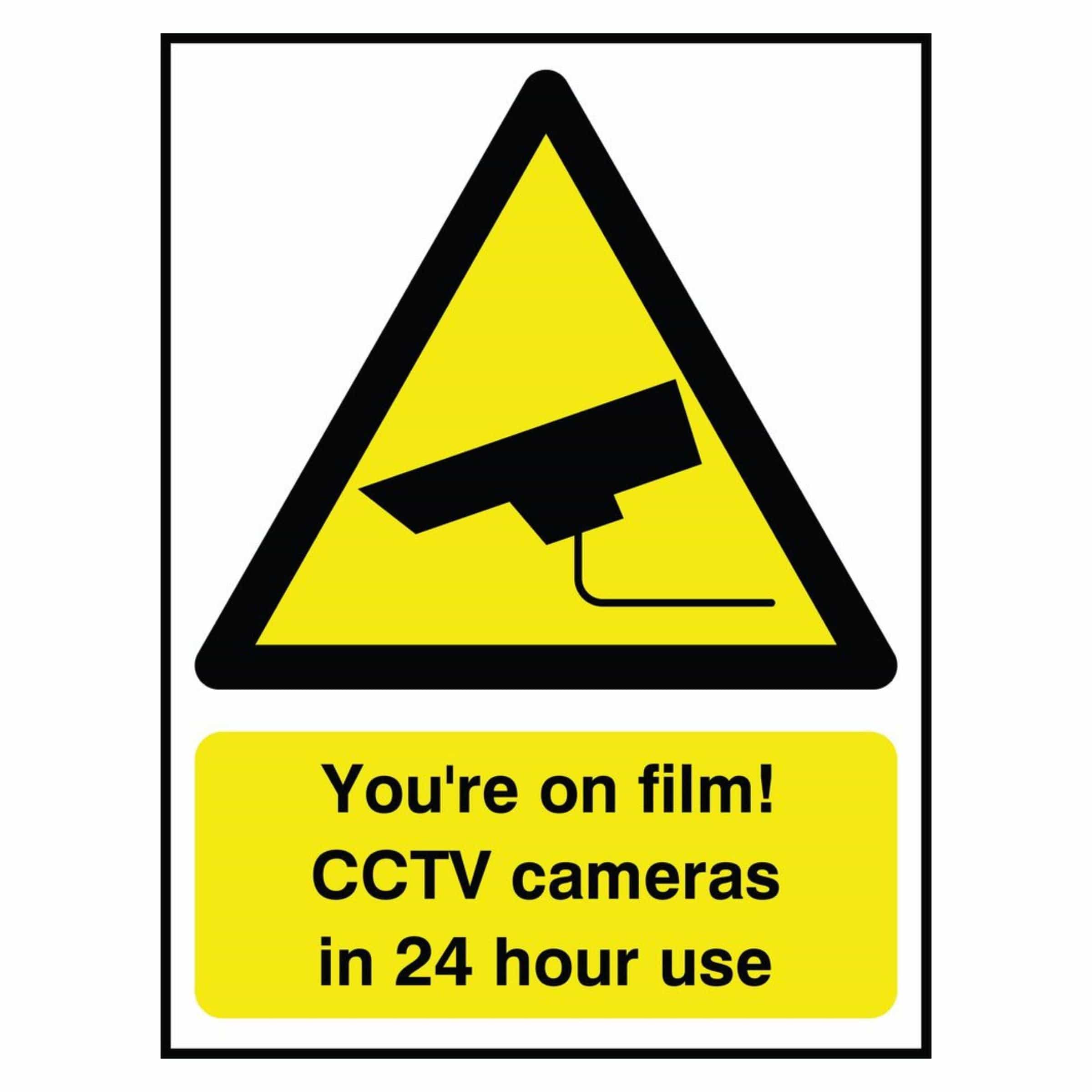 Camera Filming Sign You're on Film! CCTV Cameras in 24-Hour Use Sign - The Safety Sign Depot