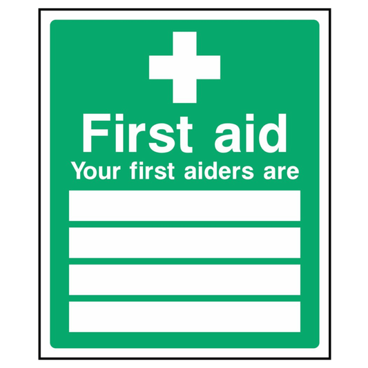 Your First Aiders Are - Customisable Sign